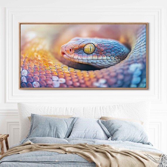Colorful Snake Closeup Photograph Wall Art Print Gift For Animal Lover Nature Photo Gift For Him Her Ready To Hang