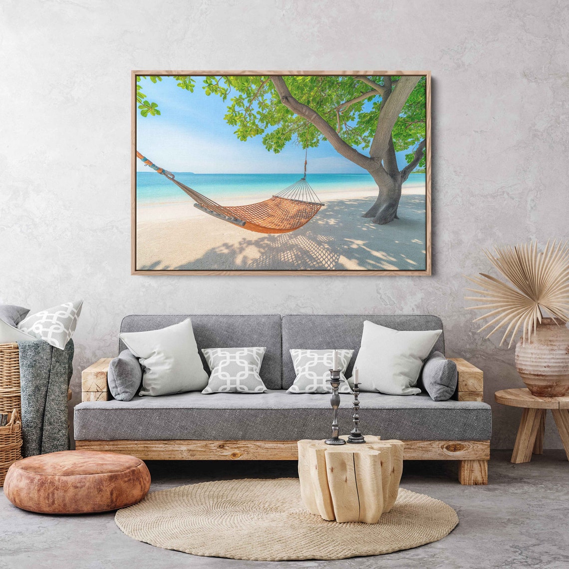 Hammock Under Beach Tree On Tropical White Sand Beach Day Poster