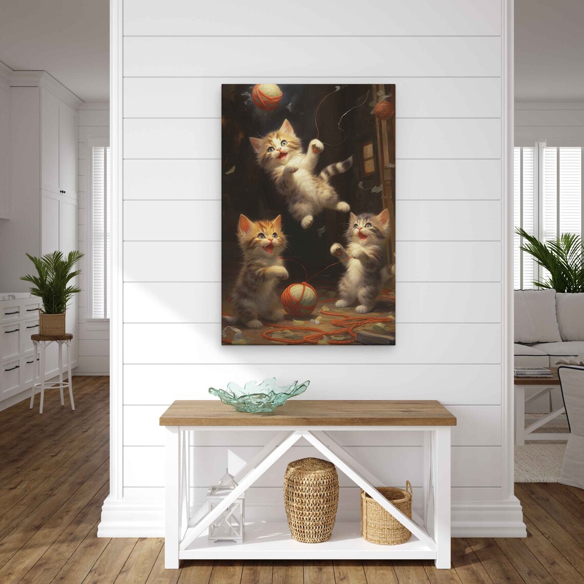 Kittens Playing With Yarn Balls Wall Art Print - Image 3