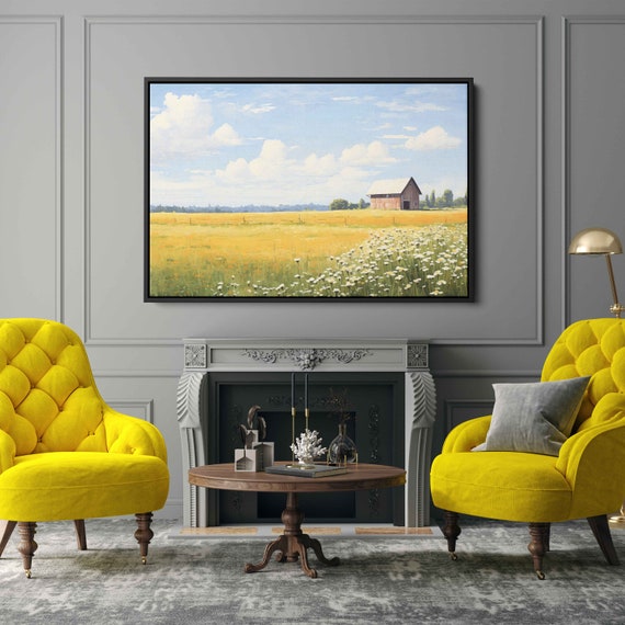 Rustic Farm Vintage Painting Framed Print Ready To Hang Farmhouse Decor