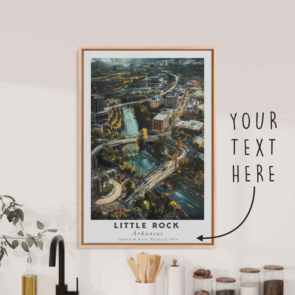 Little Rock Arkansas River Bridges Night Aerial Travel Poster - Image 3