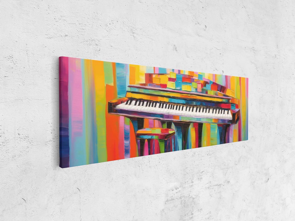 Colorful Abstract Grand Piano Rainbow Music Art Painting Wall Poster - Image 4