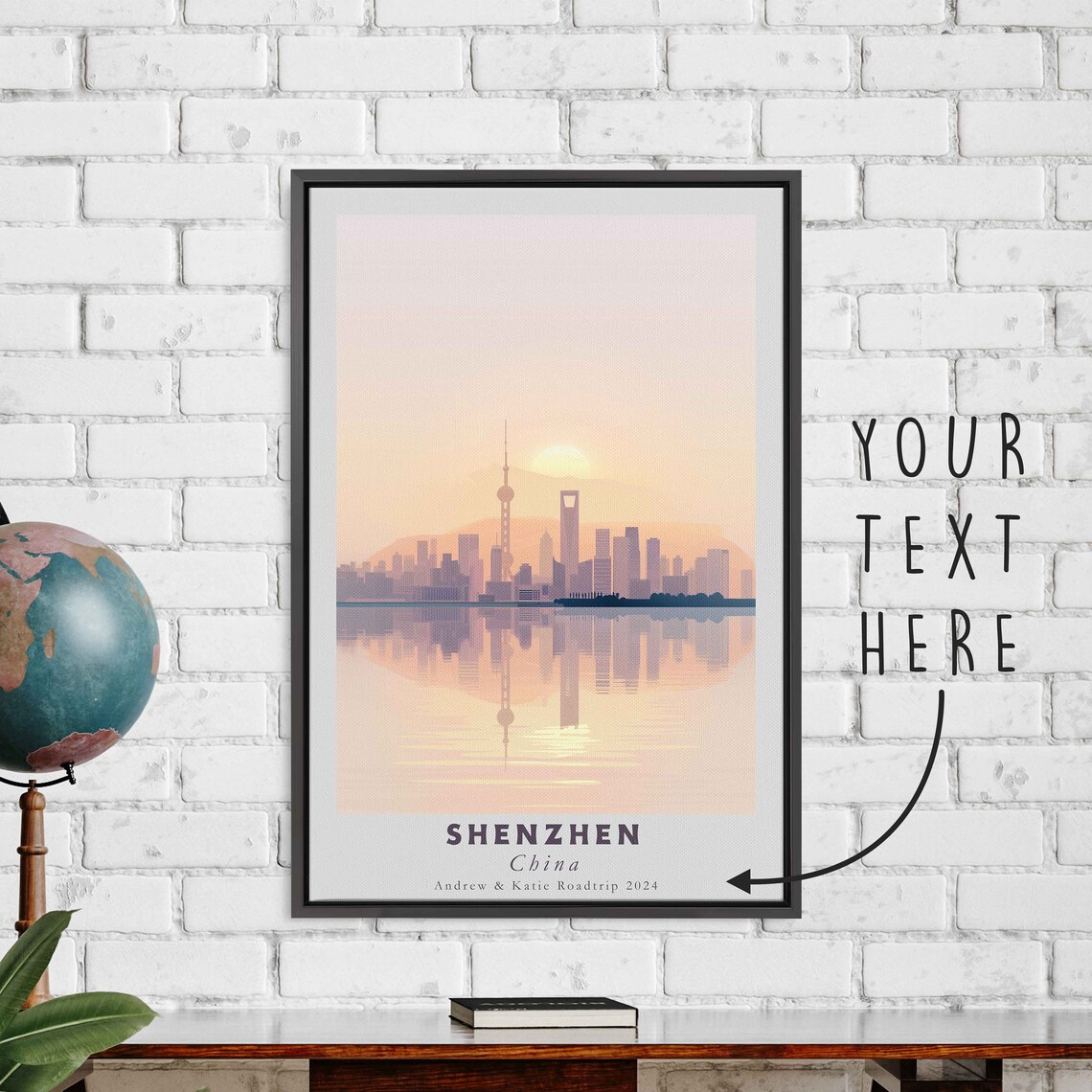 Shenzhen China Sunrise Skyline Silhouette Water Reflection Art Poster - Image 3