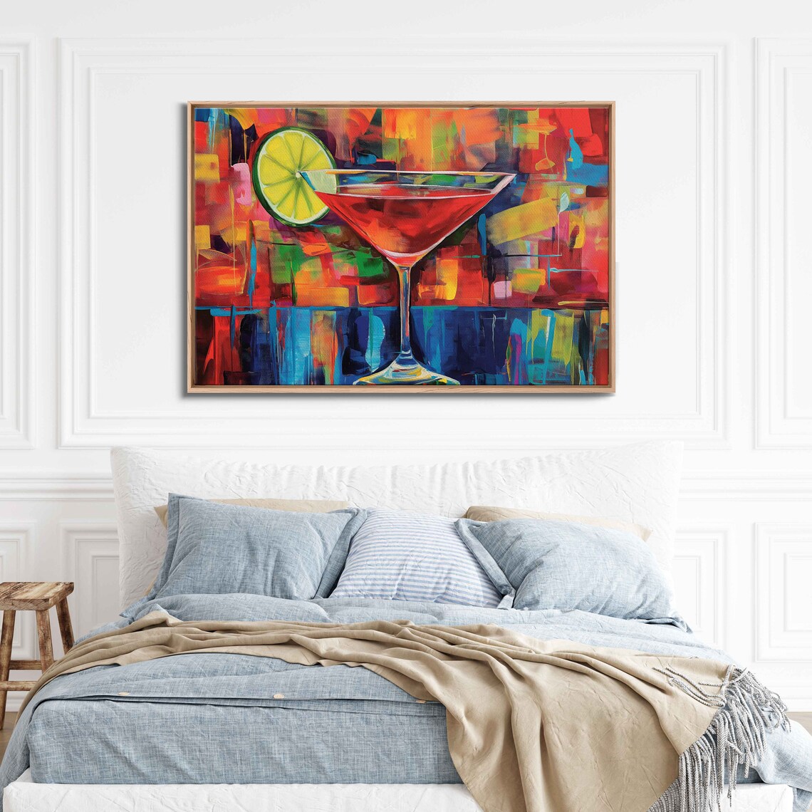 Red Cocktail Martini Glass Lime Slice Colorful Abstract Bar Painting Poster - Image 3