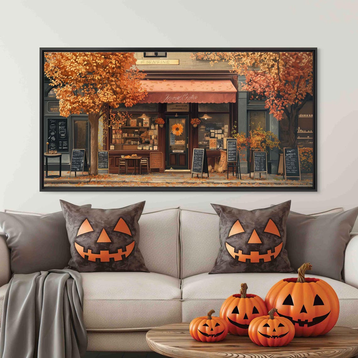 Sweet Cafe Storefront Autumn Trees Chalkboard Menus Fall Art Poster - Image 3