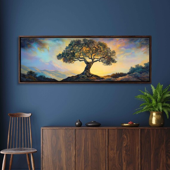 Tree Of Life Wall Art Print Expansive Earth Toned Illustration Nature Serenity