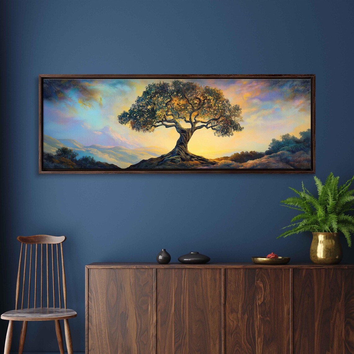 Tree Of Life Wall Art Print Expansive Earth Toned Illustration Nature Serenity