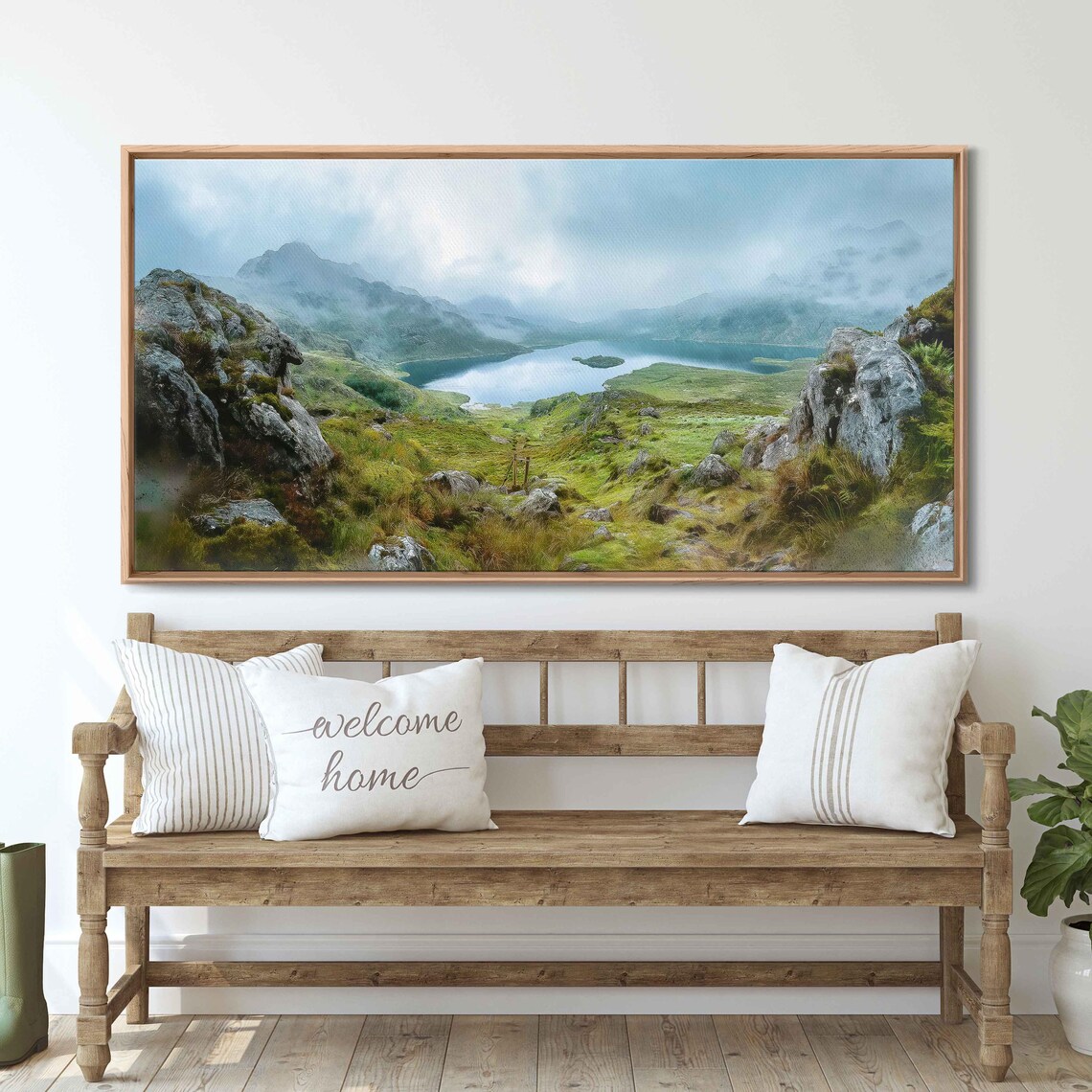 Lakes Of Killarney Wall Art Print Panoramic Watercolor Misty Cliffs Lush Irish Landscape - Image 3