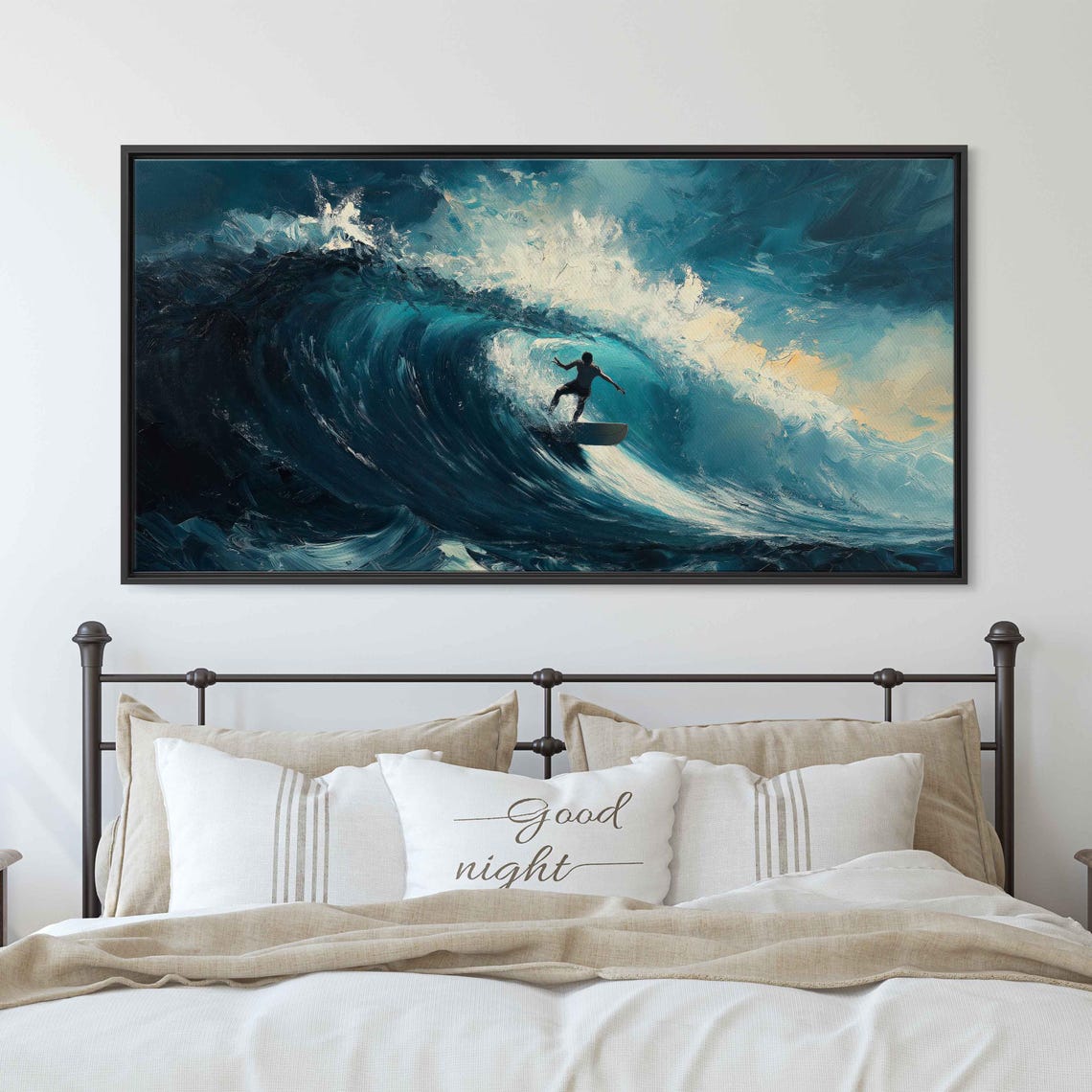 Surfer Catching Massive Wave Wall Art Print Tropical Island Gift For Surfer Blue Water Ready To Hang - Image 3
