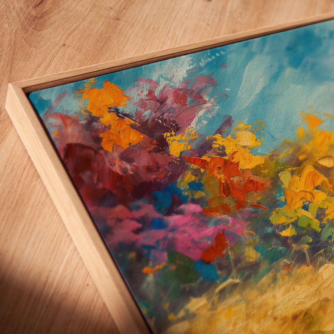 Scarecrow In Golden Wheat Field With Colorful Autumn Trees Poster - Image 2