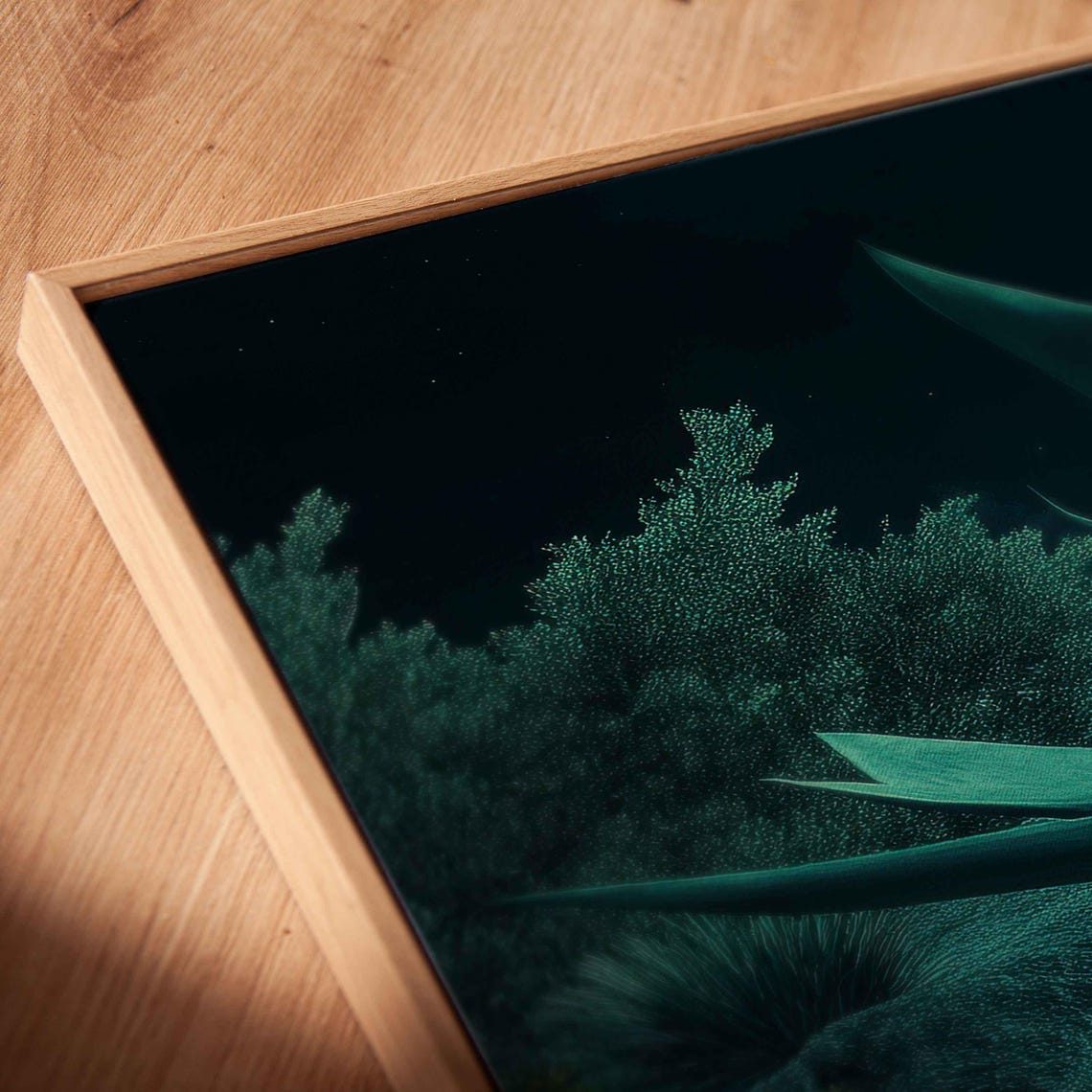 Giant Full Moon Over A Moonlit Agave Desert Panoramic Night Poster - Image 2