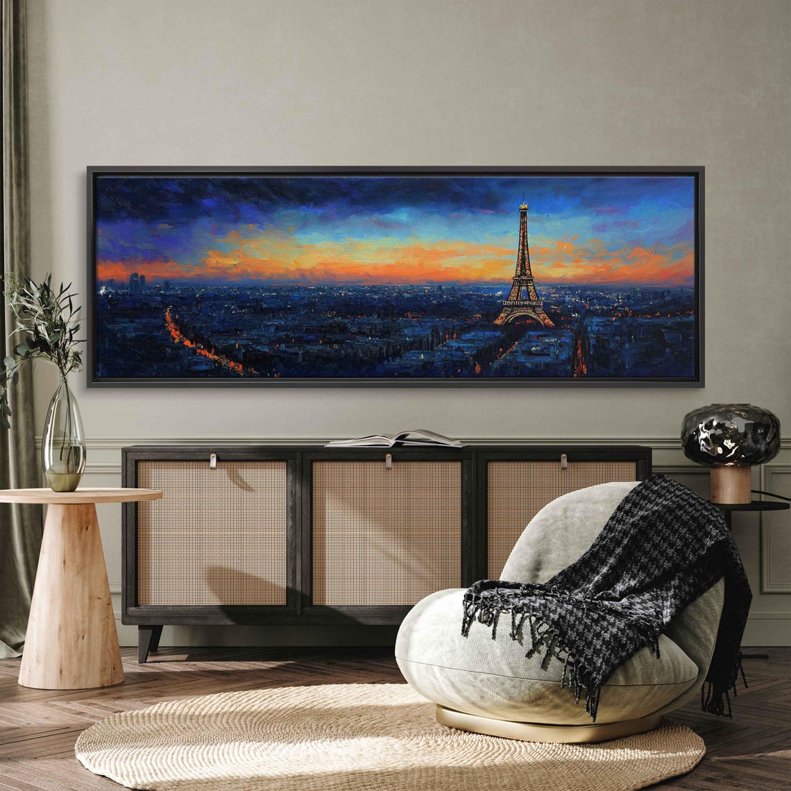 Eiffel Tower Cityscape Wall Art Print Twilight Sky Illuminated Beauty Gustave Loiseau Inspiration