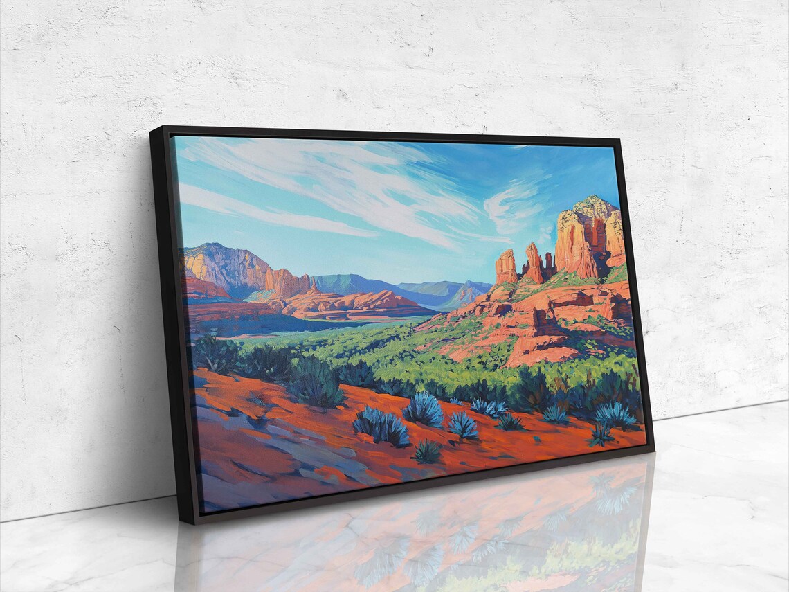 Sedona Arizona Red Rock Buttes Valley Green Brush Agave Art Poster - Image 4