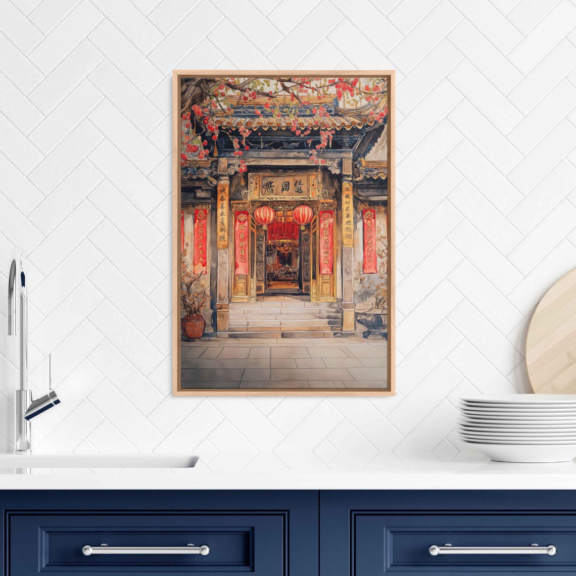 Traditional Chinese Temple During New Years Celebrations Wall Art Print - Image 3