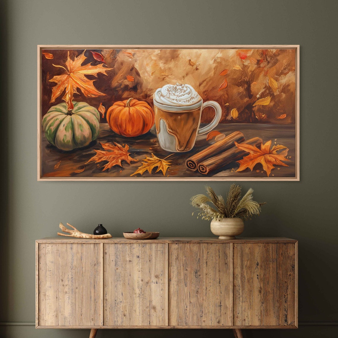 Pumpkin Spice Latte With Whipped Cream Pumpkins And Cinnamon Poster - Image 3