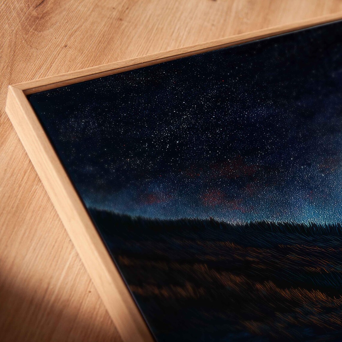 Starry Night Sky Over Tranquil Lake Art Print - Image 2