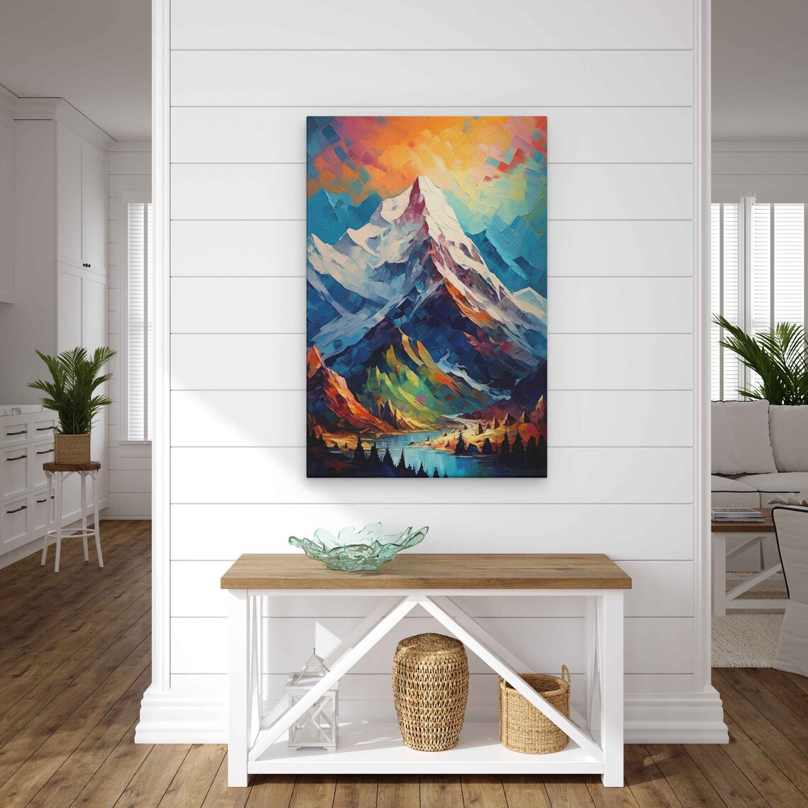 Colorful Watercolor Mountain Landscape Art Print - Image 3