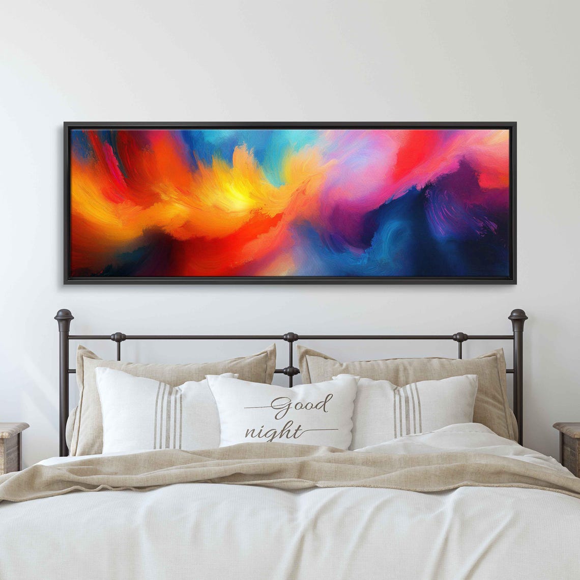 Abstract Colorful Flowing Waves Sunset Sunrise Blend Modern Art Poster - Image 3