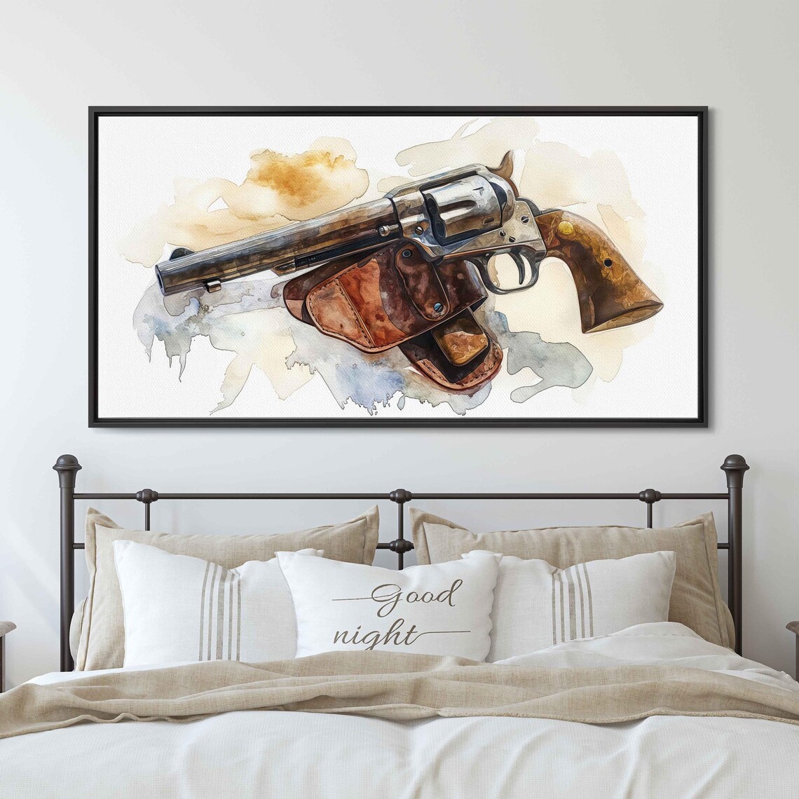 Western Revolver With Leather Holster Watercolor Gun Art Print - Image 3