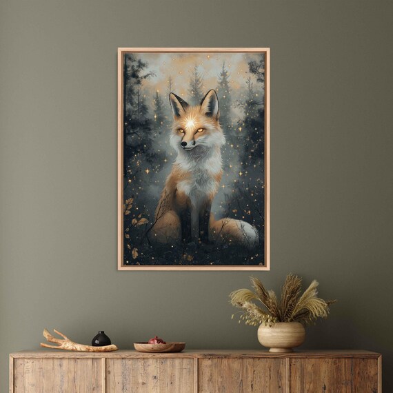 Radiant Fox, Whimsical Vintage Parchment Art Print