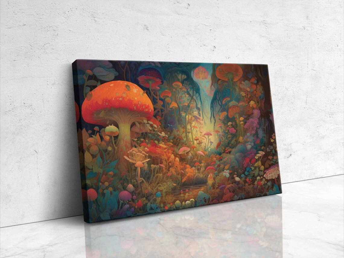Trippy Mushroom Forest Psychedelic Wall Art Print - Image 4