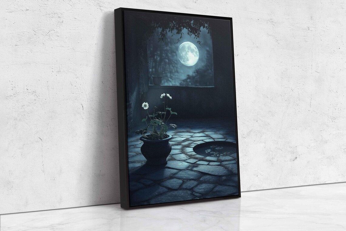 Moonlit Terrace, Ethereal Atmosphere Shadows And Solitude - Image 4