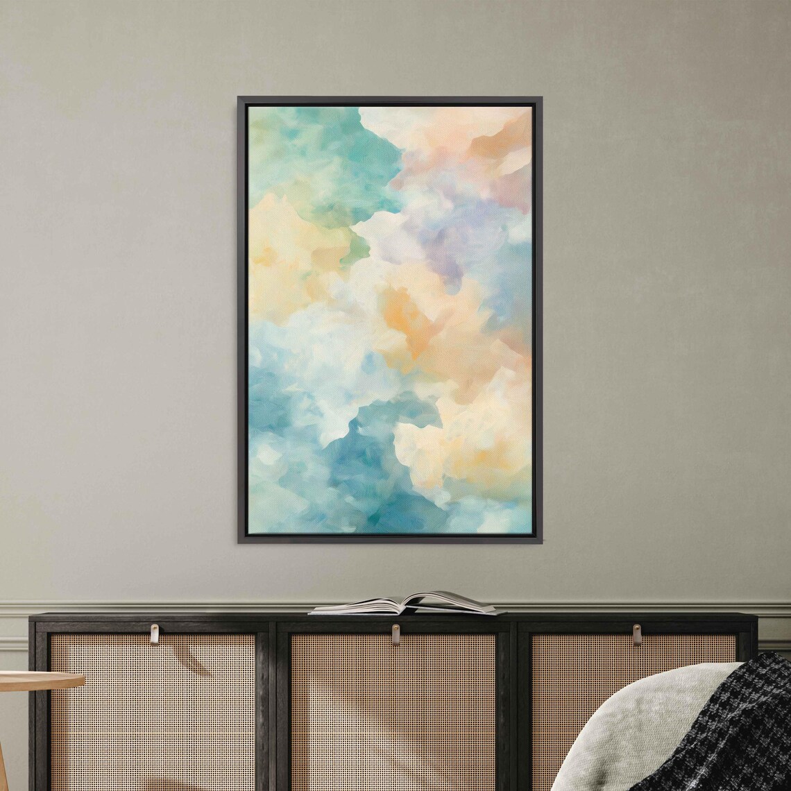 Soft Pastel Watercolor Washes Mint Peach Lavender Serene Art Poster
