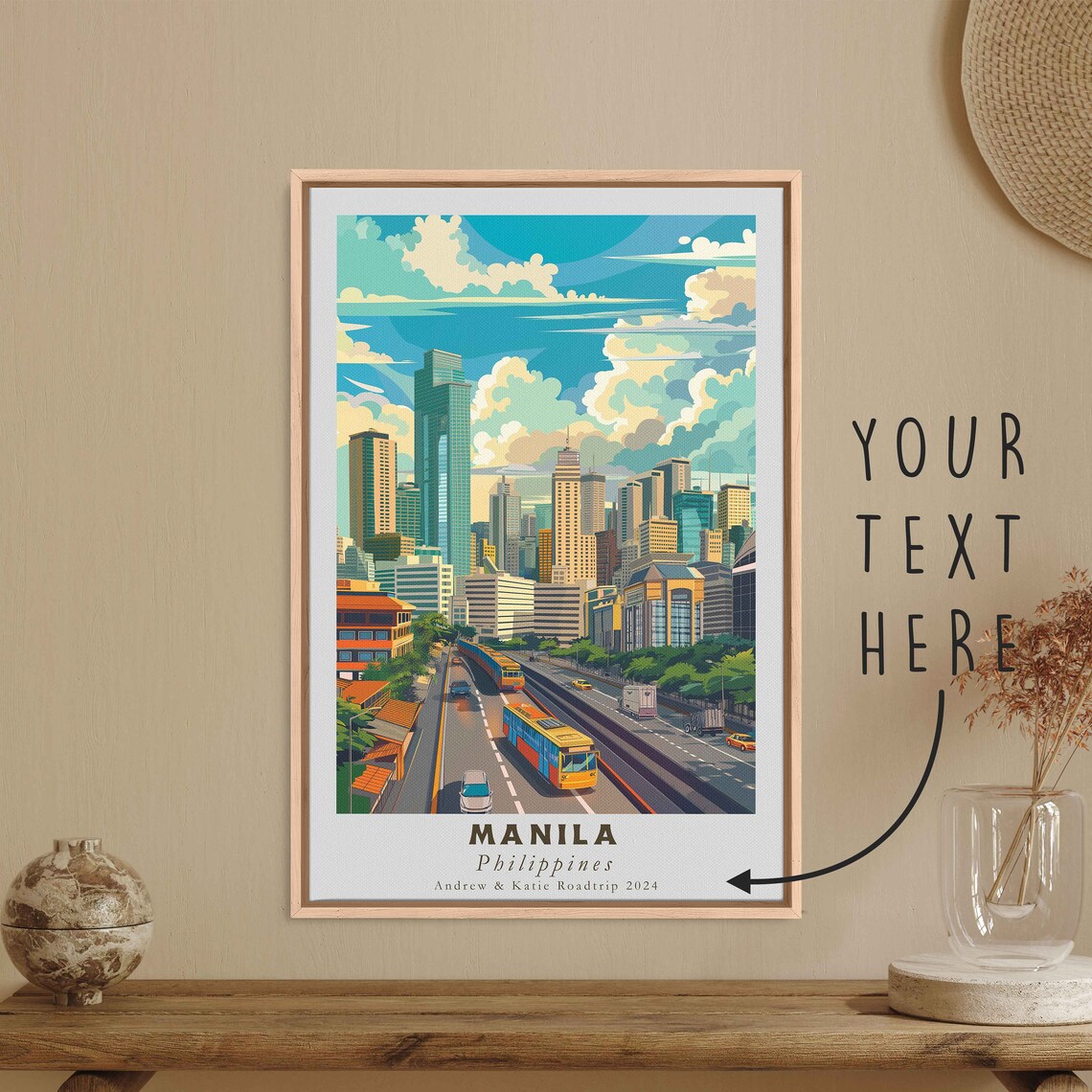 Manila Philippines Modern Skyline Highway Retro Travel Poster Art - Image 3