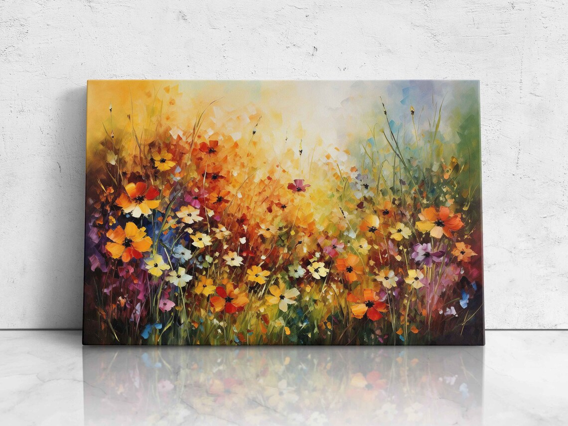 Colorful Wildflowers Oil Painting Modern Palette Oil Painting Print On Ready To Hang Mothers Day Gift Gift For Moms