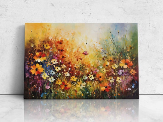Colorful Wildflowers Oil Painting Modern Palette Oil Painting Print On Ready To Hang Mothers Day Gift Gift For Moms
