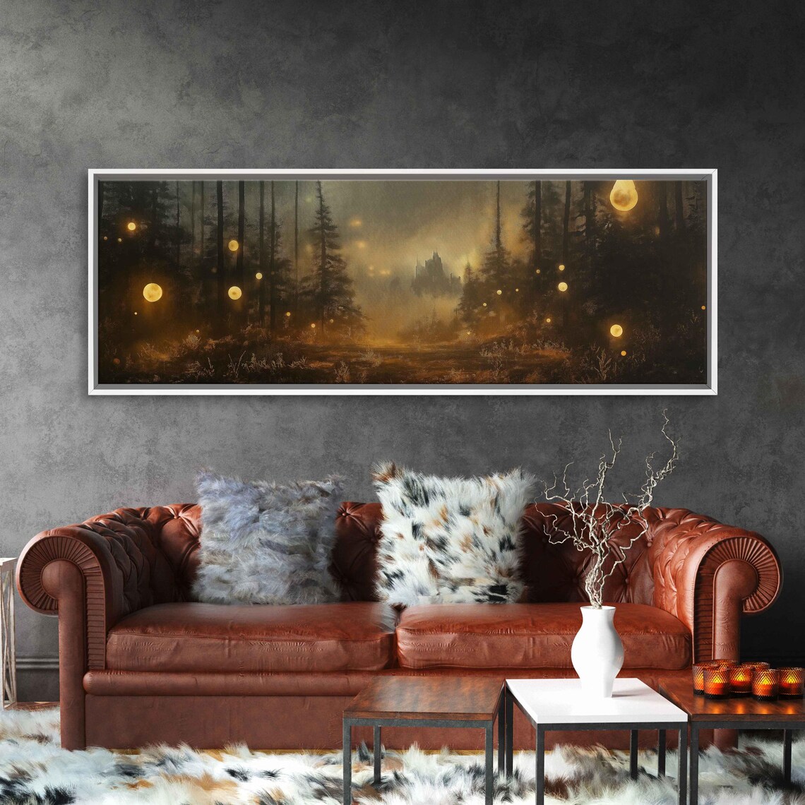 Enchanted Forest With Magical Orbs Art Print