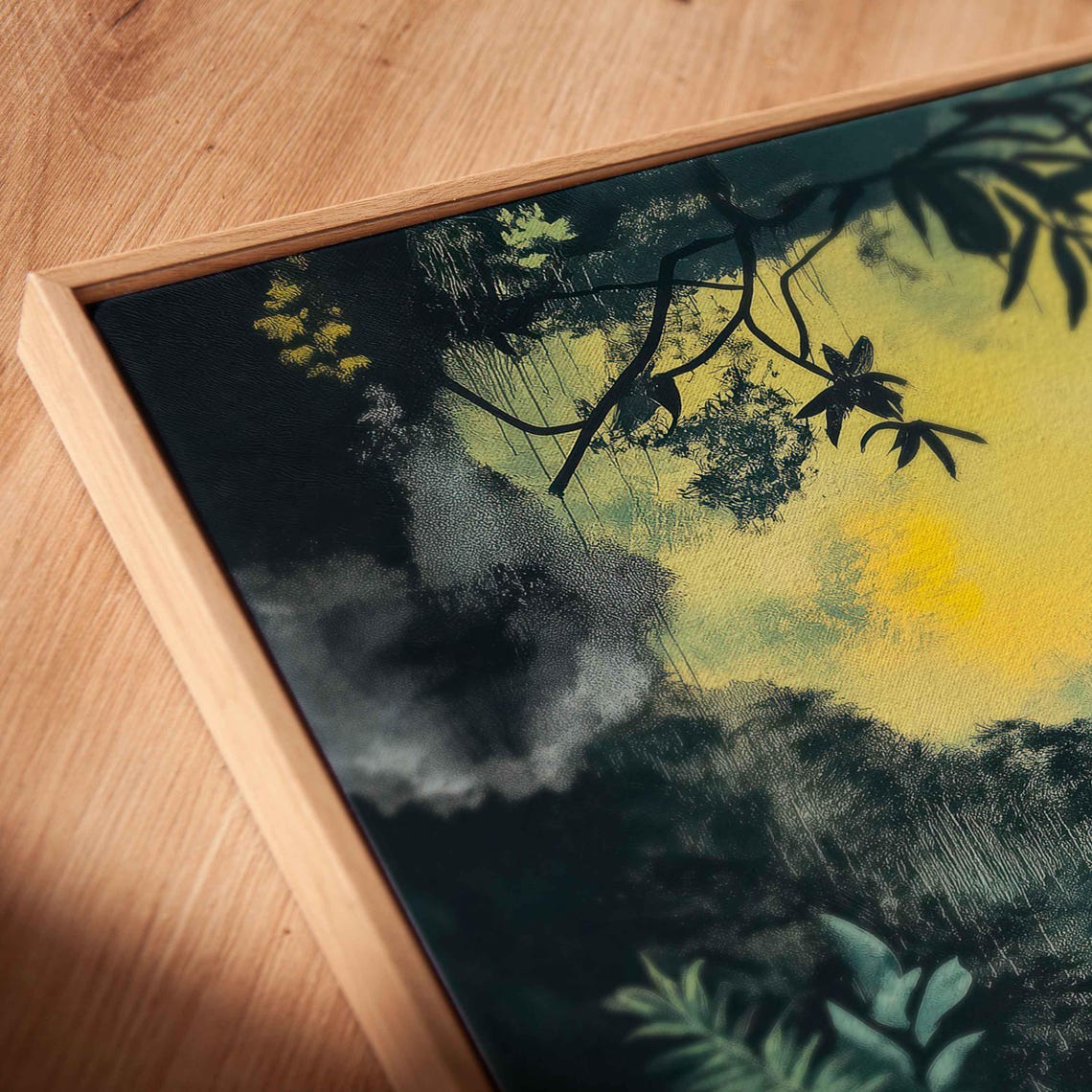 Misty Rainforest Jungle Canopy Golden Sunlight Glow Wall Poster - Image 2