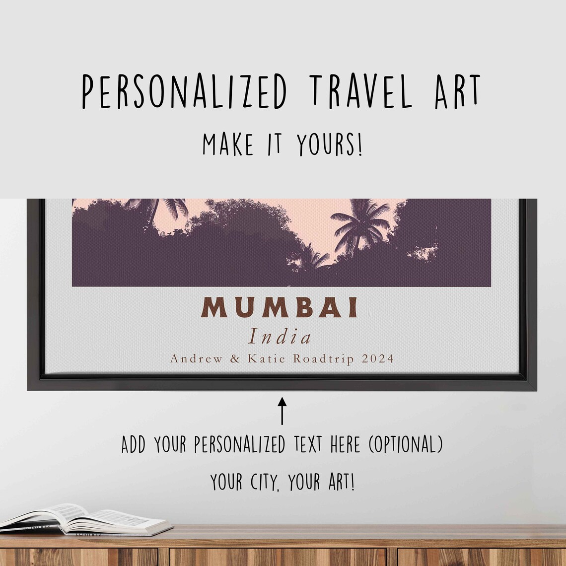 Mumbai India Gateway of India Palms Sunset Minimalist Travel Poster - Image 4