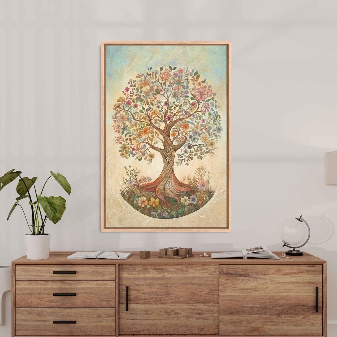 Tree Of Life Wall Art Print Earthy Pastels Vintage Inspired Inviting Ambiance