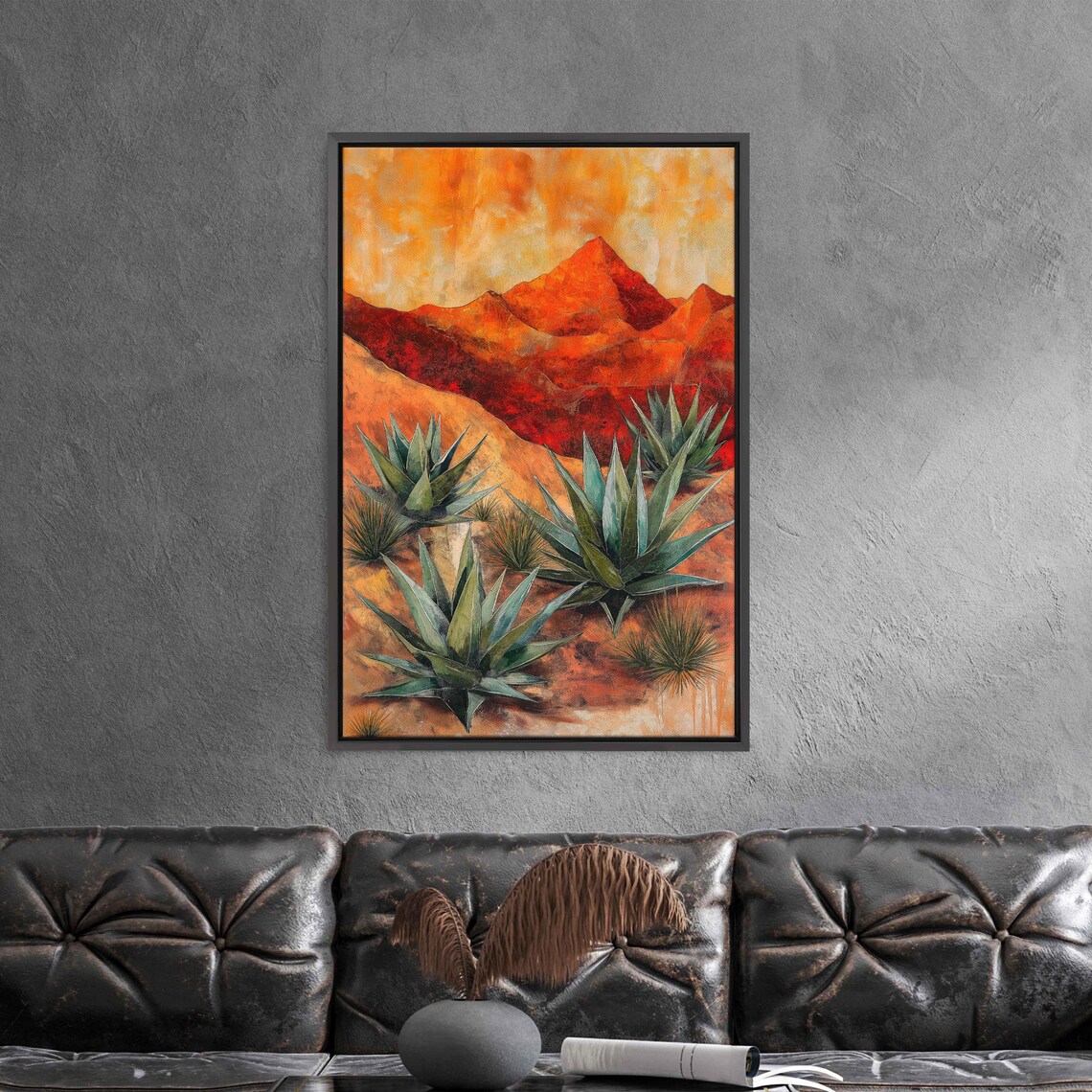 Agave Plants In Desert, Textured Layers Wall Art
