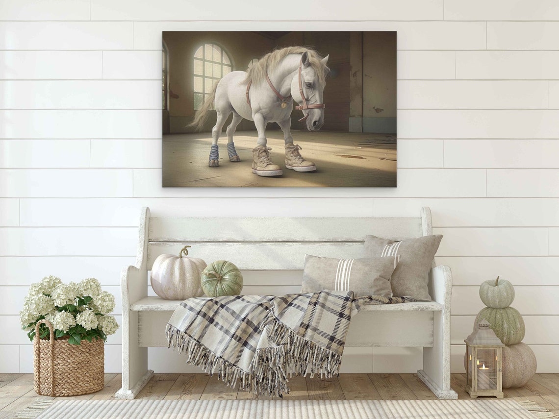 Cute Pony Wearing Sneakers Comical Wall Art Framed Print Ready To Hang - Image 2