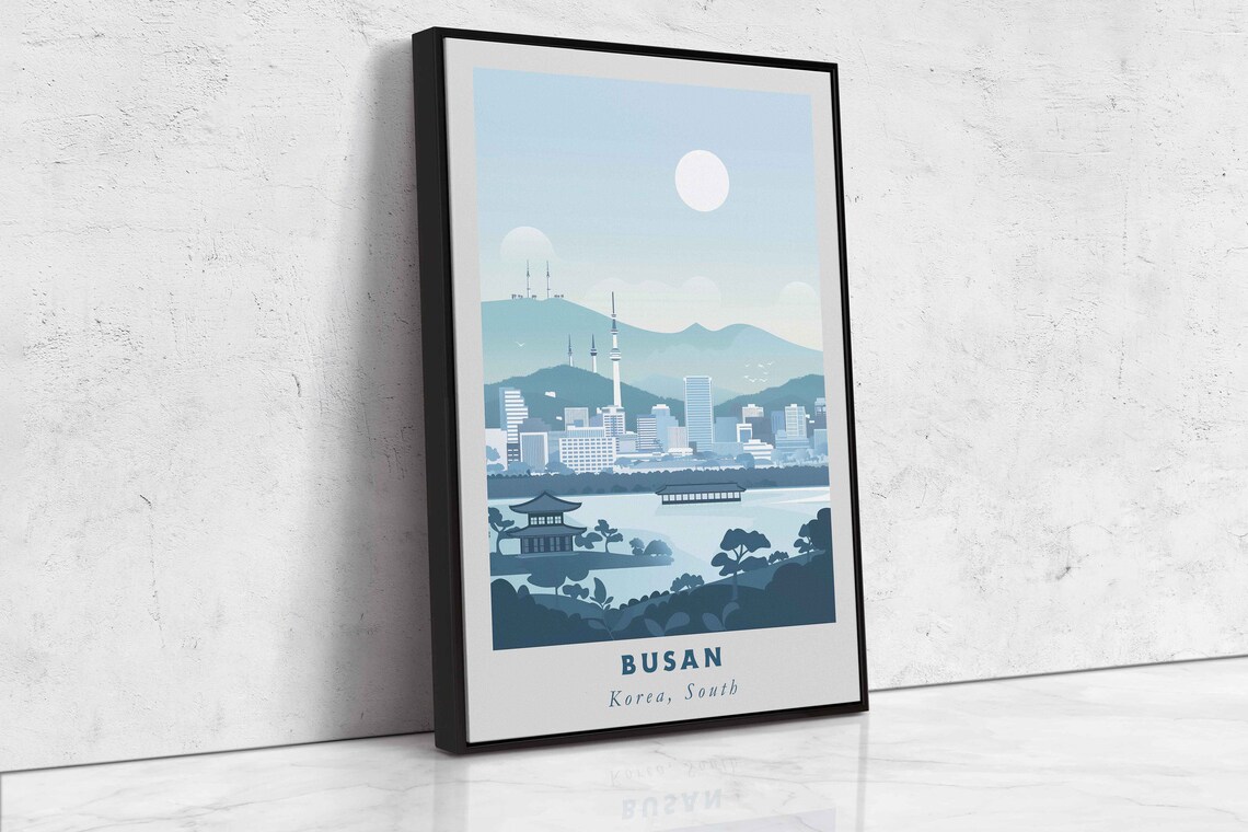 Busan South Korea City Skyline Tower Mountain Lake View Poster - Image 2
