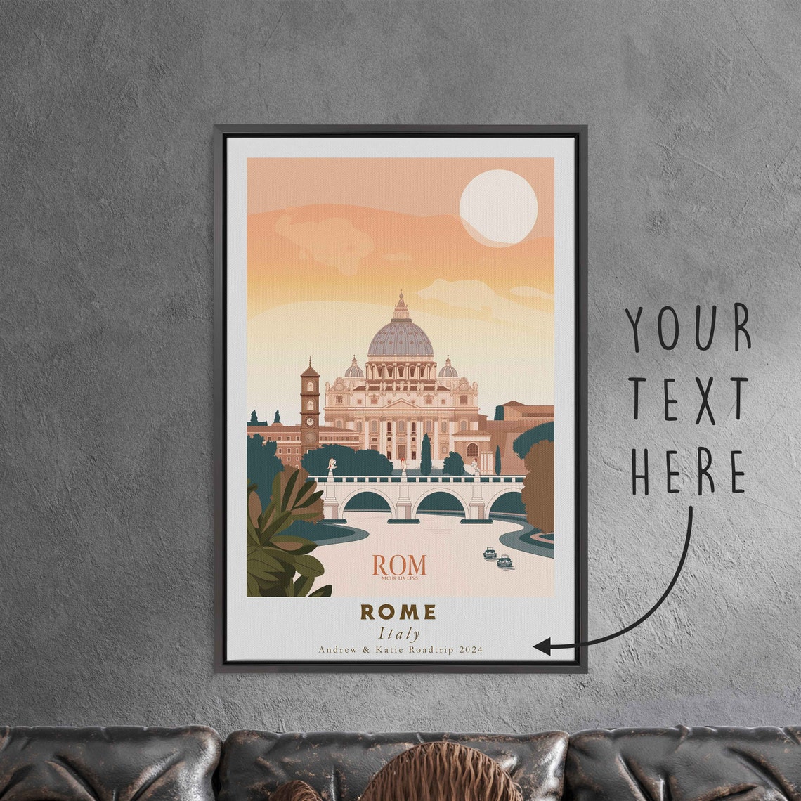 Rome Italy St Peters Basilica Sunset River Bridge Travel Poster - Image 3