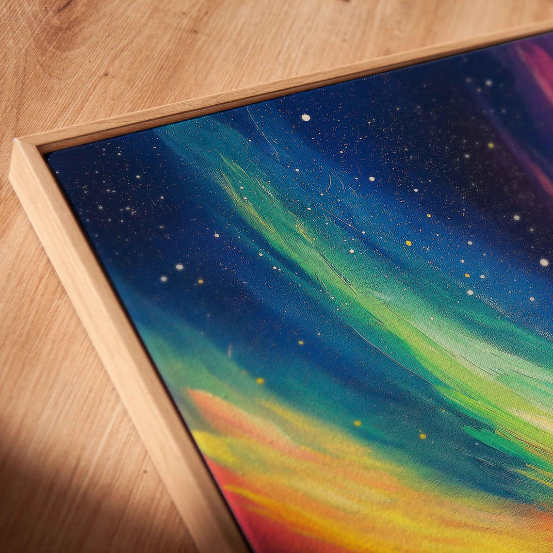 Rainbow Aurora Swirling Over Snow Capped Mountain Peaks Poster - Image 2