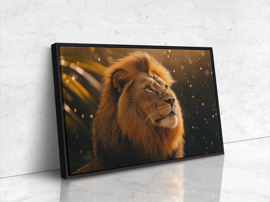Majestic Lion Portrait Golden Mane Dark Background Regal King Of Jungle Wall Poster - Image 4
