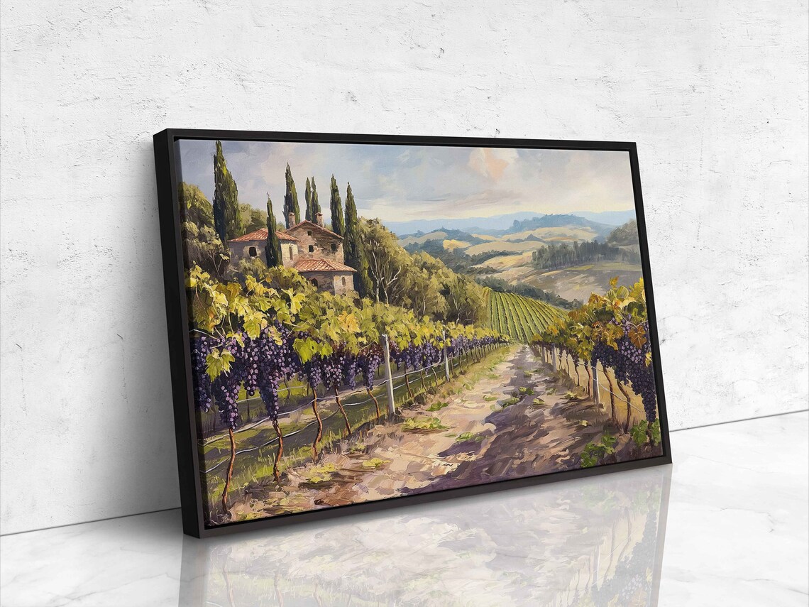 Grapefield Vineyard Farming Lifestyle Lush Greenery Wall Art Print Ready To Hang - Image 4