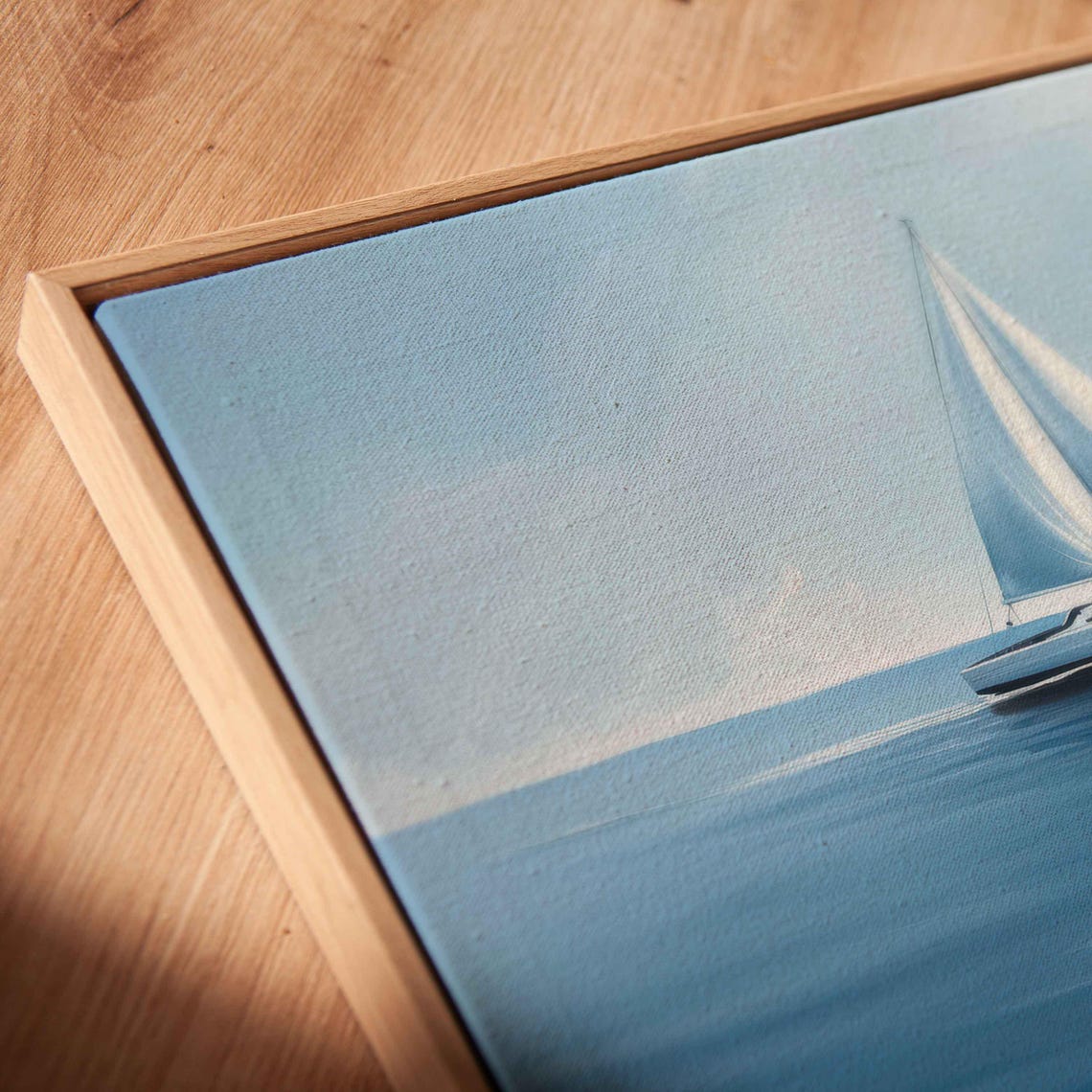 Sailboat With Full Sails On Sparkling Blue Sea Sunny Art Poster - Image 2