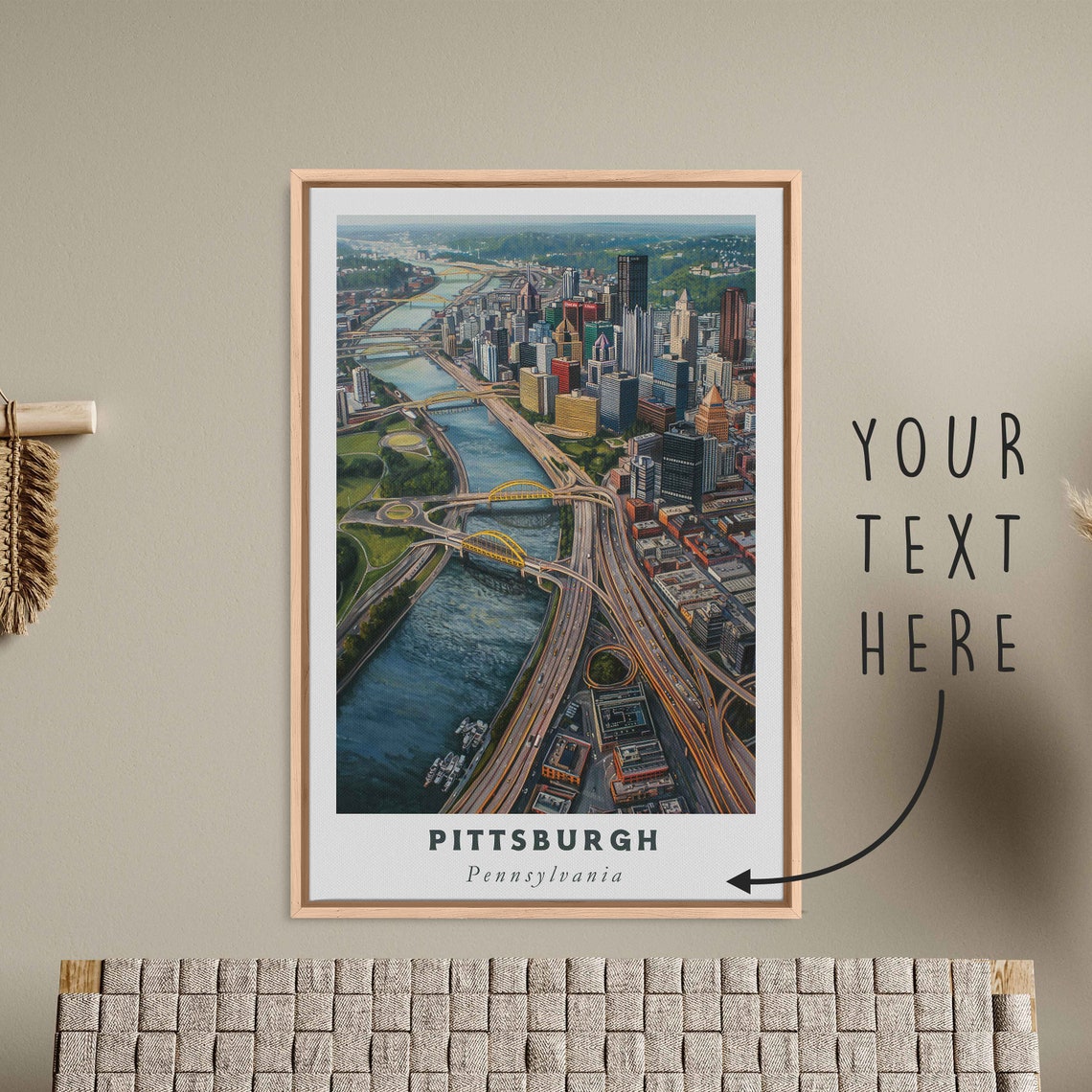 Pittsburgh Pennsylvania River Bridges Downtown Aerial City View Poster