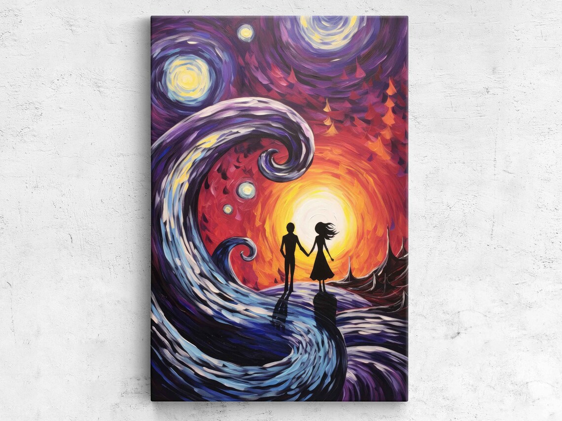 Halloween Palette Knife Painting, Holiday Decor Art Print