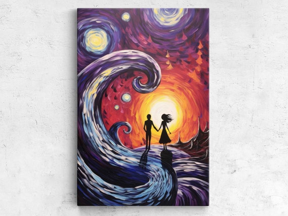 Halloween Palette Knife Painting, Holiday Decor Art Print
