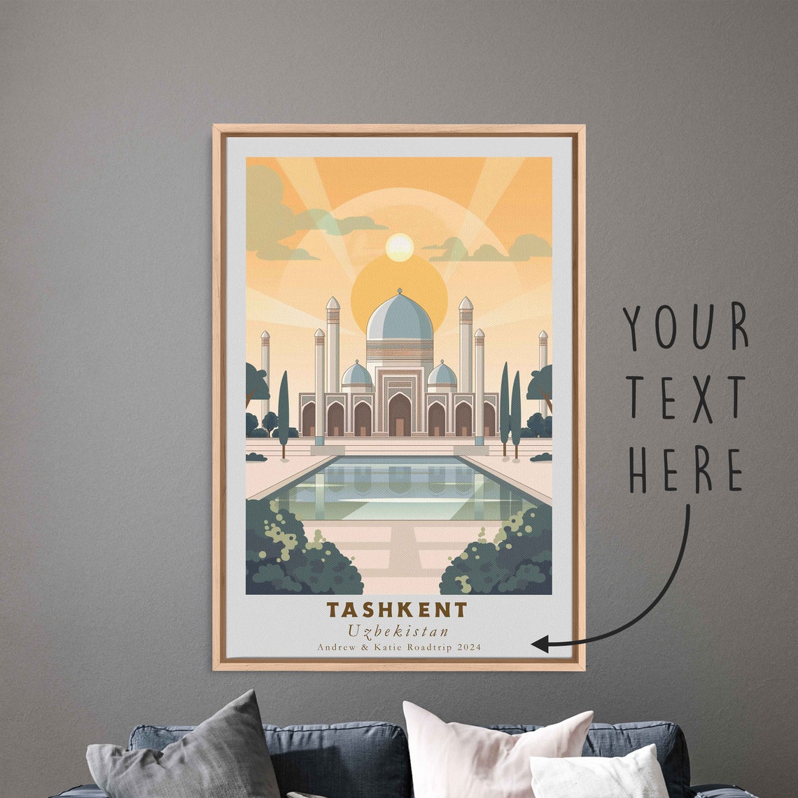 Tashkent Uzbekistan Domed Mausoleum Golden Sunrise Reflection Poster - Image 3