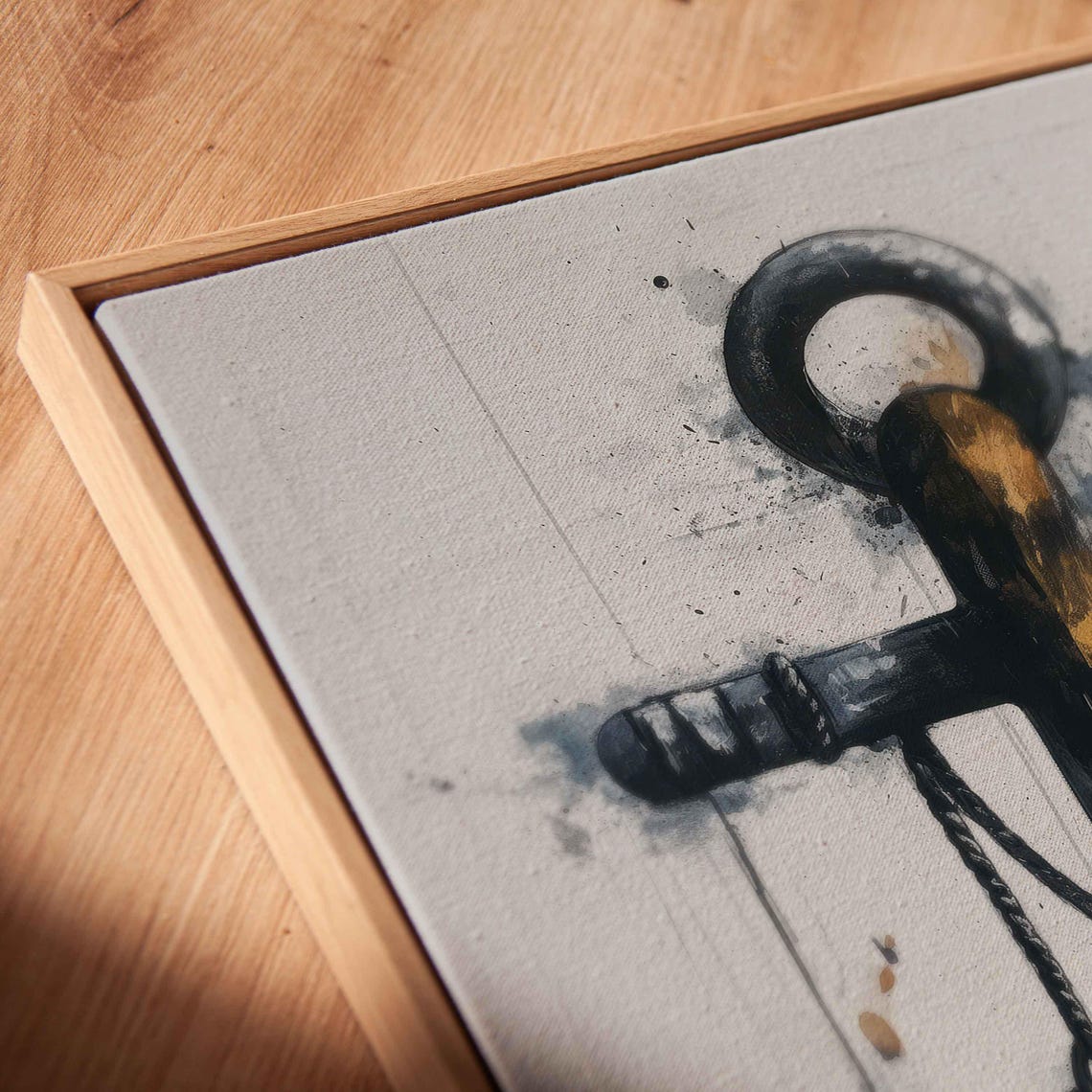 Black Anchor Gold Accent Watercolor Nautical Splash Painting Poster - Image 2