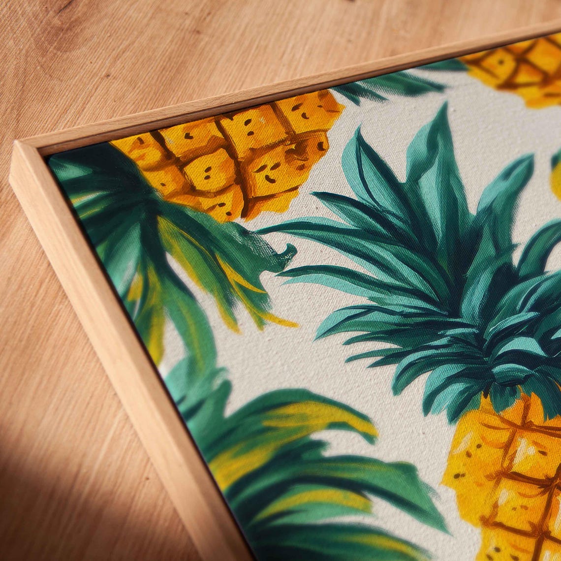 Golden Pineapples And Red Hibiscus Tropical Summer Art Poster - Image 2