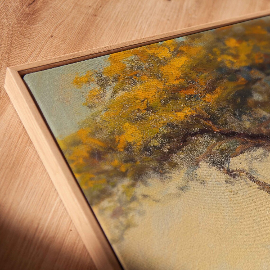 Lion Resting Under Tree Golden Afternoon Light Warm Oil Painting Poster - Image 2