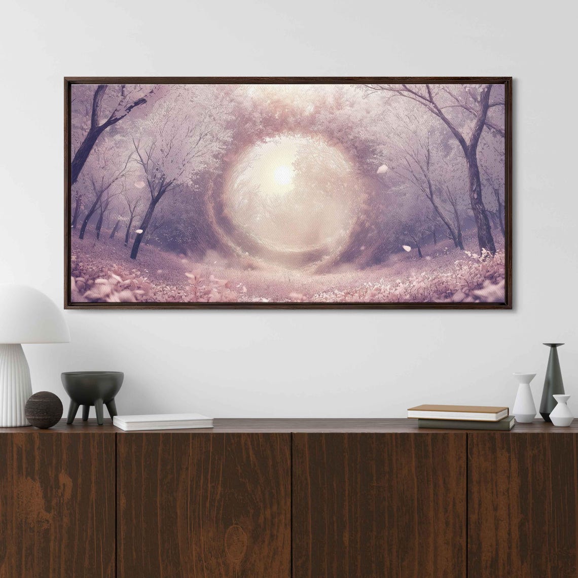 Cherry Blossom Spiral Forest Tunnel Pink Petals Dreamy Light Poster